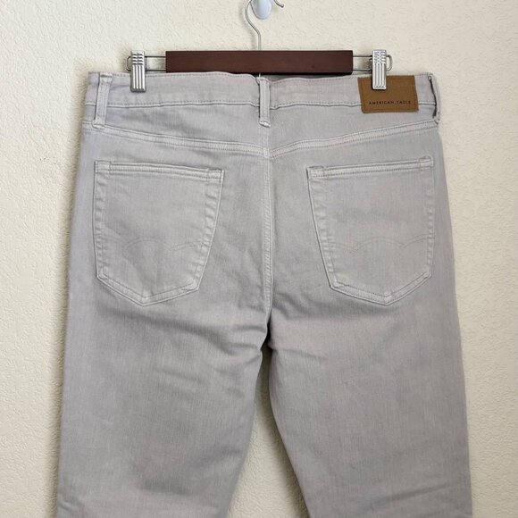 American Eagle Airflex+ Mens Gray Slim Straight Jeans Size 34x30 Distressed - Picture 3 of 12